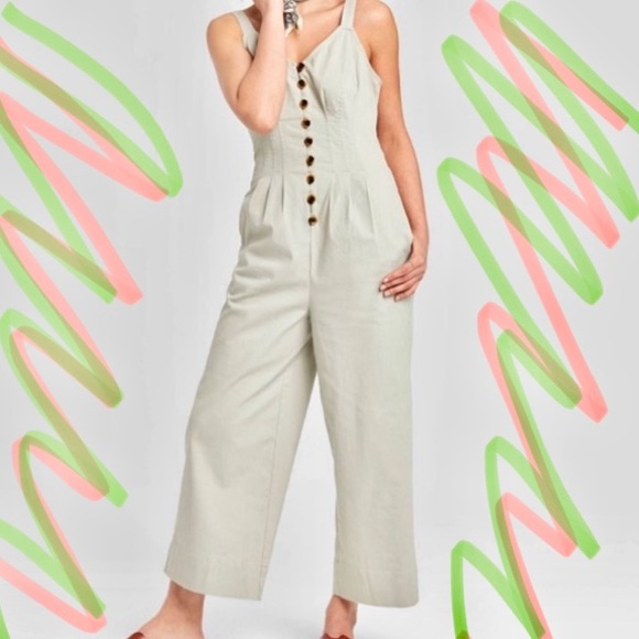 Universal Thread Pants - NEW! Pickled Gray Button Front Jumper